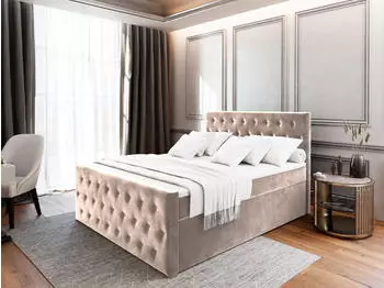 Masseno Fondi Boxspringbett mit Matratze, Topper & Bettkasten, 140x200cm, Beige (FONDI)