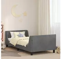 vidaXL Kinderbettgestell mit Kopfteil Dunkelgrau 90 x 190 cm Samt