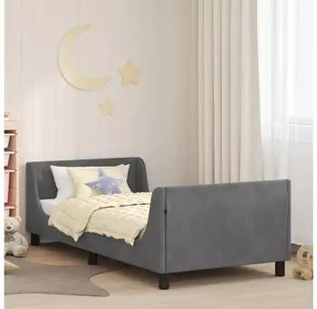 vidaXL Kinderbettgestell mit Kopfteil Dunkelgrau 90x190cm Samt (42010878)