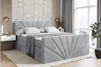 ALTDECOR Miltio-Z King Boxspringbett 140x200cm Samt Hellgrau H3/H4 mit Bettkasten