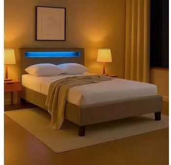 Idimex Polsterbett LASHIO 120x200cm mit LED-Beleuchtung, Samt, Greige (LASHIO)