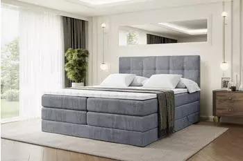 ALTDECOR Marce King Boxspringbett mit Matratze, Topper & Bettkasten, 200x200cm, Grau Samt