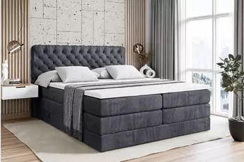 ALTDECOR BOXI8 King Boxspringbett 120x200cm Dunkelgrau Samt H3/H4 mit Bettkasten (BOXI8 KING)
