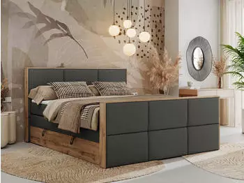 MKS Meble Albero 2 King Duo Boxspringbett 200x200cm Kunstleder Dunkelgrau H3
