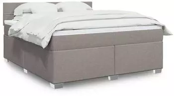 vidaXL Boxspringbett mit Matratze Stoff Taupe 180x200cm (3285971)