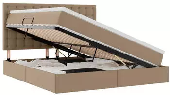 vidaXL Bett mit Stauraum und LED 180x200cm Kunstleder Cappuccino (3372316)