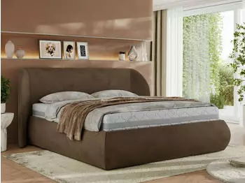 MKS Meble Caela Classic Polsterbett mit Bettkasten & Lattenrost, Braun Velvet, 160x200cm