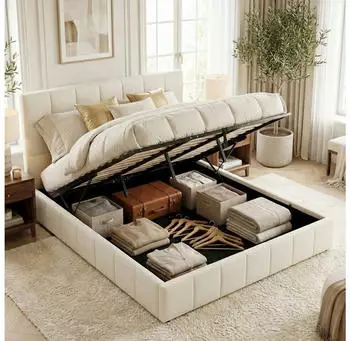 CLP Ladia Polsterbett mit Stauraum Lattenrost Lift-Mechanismus 180cm Creme (327098)