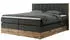 MKS Meble Bellissimo King Boxspringbett 140x200 mit Bettkasten, Kunstleder, Dunkelgrau, Eiche-Rahmen, H3