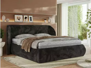 MKS Meble Caela Classic Polsterbett mit Bettkasten & Lattenrost, Dunkelgrau, 180x200cm