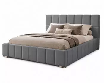 Marpur ALMA Polsterbett mit Bettkasten und Lattenrost, 180x200cm, Velourstoff, Grau