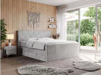 MKS Meble King Eigar Boxspringbett 120x200cm Hellgrau H4 mit Topper und Bettk&auml;sten