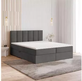 Masseno MERIL Boxspringbett 180x200cm mit Bonell-Matratze und Topper, Grau (MERIL 180X200 CM KRONOS 15)