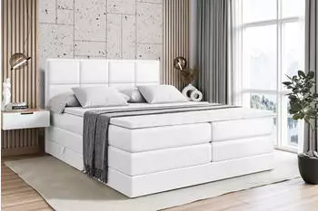 ALTDECOR Nova King Boxspringbett 200x200cm Kunstleder Wei&szlig; H3/H4 Matratzen (NOVA KING)