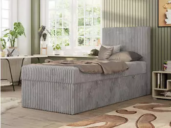 MKS Meble TILIO Boxspringbett 90x200 Cordstoff Hellgrau mit Stauraum (TILIO)