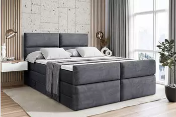 ALTDECOR BOXI3-Z King Boxspringbett 120x200cm Samt Dunkelgrau H3/H4 mit Bettkasten