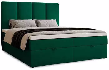 Marpur Malmo Boxspringbett mit Bettkasten, Velourstoff, Gr&uuml;n, 160x200cm