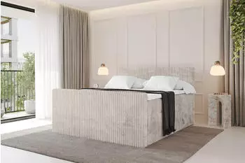 ALTDECOR TOLO-Z King Boxspringbett Cord Creme 120x200cm H3+H4 mit Stauraum