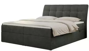 MKS Meble Diegos Boxspringbett 140x200 mit Multipocket-Matratze H3, Topper, Bettkasten, Dunkelgrau Struktur