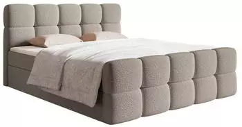 Selsey Cloudy Boxbett 140x200cm mit Bettkästen, Bouclé-Bezug, graubeige