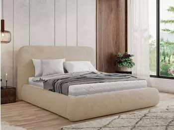 MKS Meble Benea Classic Polsterbett mit Bettkasten & Lattenrost, 200x200cm, Creme