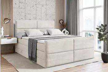 ALTDECOR AURA-Z King Boxspringbett 140x200cm H3/H4 Creme Samt (AURA-Z KING)