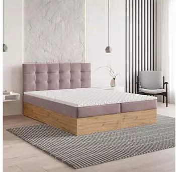 Masseno MOLVEN Boxspringbett 180x200cm mit Bonell-Matratze und Topper, Rosa (MOLVEN 180X200 CM SORO 61)