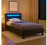 Caro Möbel Polsterbett MANDALAY 90x200cm Einzelbett LED Kunstlederbezug Schwarz
