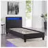 Caro Möbel Polsterbett MANDALAY 90x200cm Einzelbett LED Kunstlederbezug Schwarz