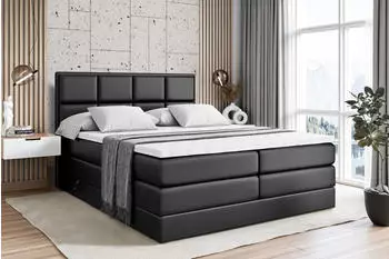 ALTDECOR Nova King Boxspringbett 160x200cm Kunstleder Schwarz H3/H4 Matratzen