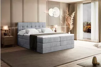 ALTDECOR Bero King Boxspringbett mit Bettkasten, Topper, H3/H4, 180x200cm, Grau Monolith