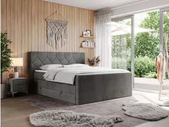 MKS Meble King Eigar Boxspringbett 120x200cm Dunkelgrau H3 mit Bettk&auml;sten und Topper