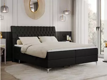 MKS Meble MILEN Boxspringbett 180x200 Kunstleder Schwarz H4, 2 Bettk&auml;sten