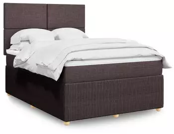 vidaXL Boxspringbett mit Matratze Stoff Dunkelbraun 160x200cm (3294403)