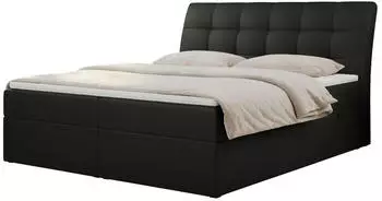 MKS Meble Diegos Boxspringbett 120x200 Kunstleder Schwarz H4 mit Bettkasten