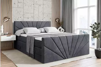 ALTDECOR Miltio-Z King Boxspringbett 140x200cm Dunkelgrau Samt H3/H4 mit Bettkasten (MILTIO-Z KING)