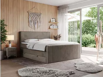 MKS Meble King Doren Boxspringbett mit Bettkasten, Multipocket-Matratze, 160x200cm, Braun (H4)