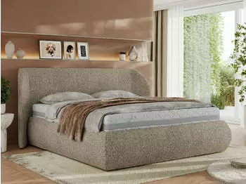 MKS Meble Caela Classic Polsterbett mit Bettkasten & Lattenrost, Dunkelbeige, 200x200cm