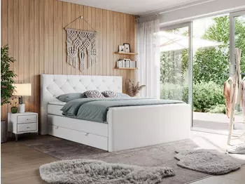 MKS Meble King Velen Boxspringbett mit Multipocket-Matratze und Topper, Wei&szlig;, 120x200cm (H4)