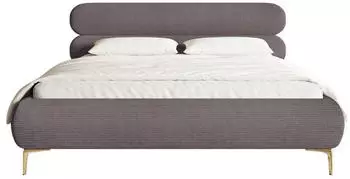 Selsey Roule Cord Polsterbett 140x200cm, Cordstoff, Braun, goldfarbene Füße (Roule Cord)