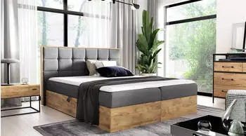 Fun Möbel KALYPSO Boxspringbett 200x200cm Stoff Grau mit Bettkasten