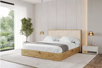 ALTDECOR ENZO8 Polsterbett mit Bettkasten, Lattenrost & Matratze, Beige, 140x200cm (800001322014)