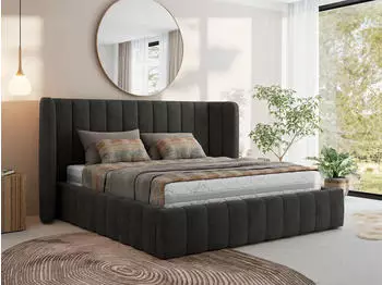 MKS Meble Goletta Classic Polsterbett mit Bettkasten & Lattenrost 200x200cm, Dunkelgrau Velvet