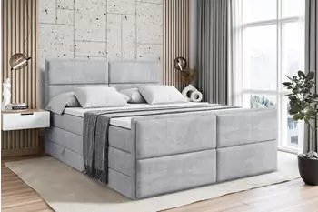 ALTDECOR AURA-Z King Boxspringbett 180x200cm H3/H4 Hellgrau Samt (800001356802)