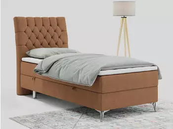 MKS Meble Milen Boxspringbett 90x200cm Einzelbett H3 Multipocket-Matratze, Orange (800000681280)