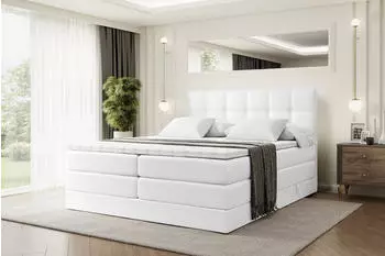ALTDECOR Marce King Boxspringbett 140x200cm Kunstleder Wei&szlig; H3/H4 (800000508120)
