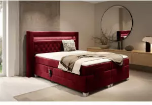 Fun M&ouml;bel Armando Boxspringbett elektrisch, Stoff Fresh, Rot, 180x200cm