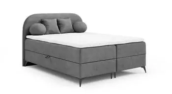 Fun M&ouml;bel Boxspringbett GORGIA 180x200cm Stoff Jasmin Grau mit Topper & Bettkasten