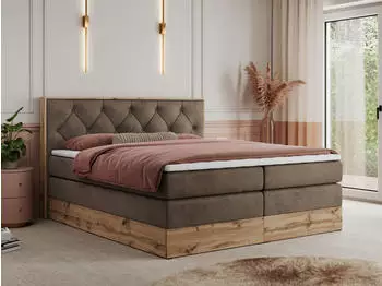 MKS Meble Veneto King Boxspringbett 160x200 Multipocket-Matratze, zwei Bettk&auml;sten, Eiche-Optik (Veneto King)