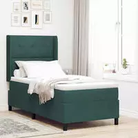 vidaXL Boxspringbett mit Matratze mit LED Gr&uuml;n 100 x 200 cm Samt